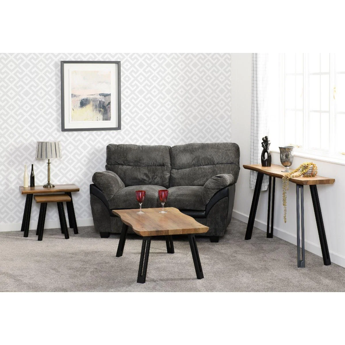 Quebec Wave Edge Oak Nest of Tables – image 5