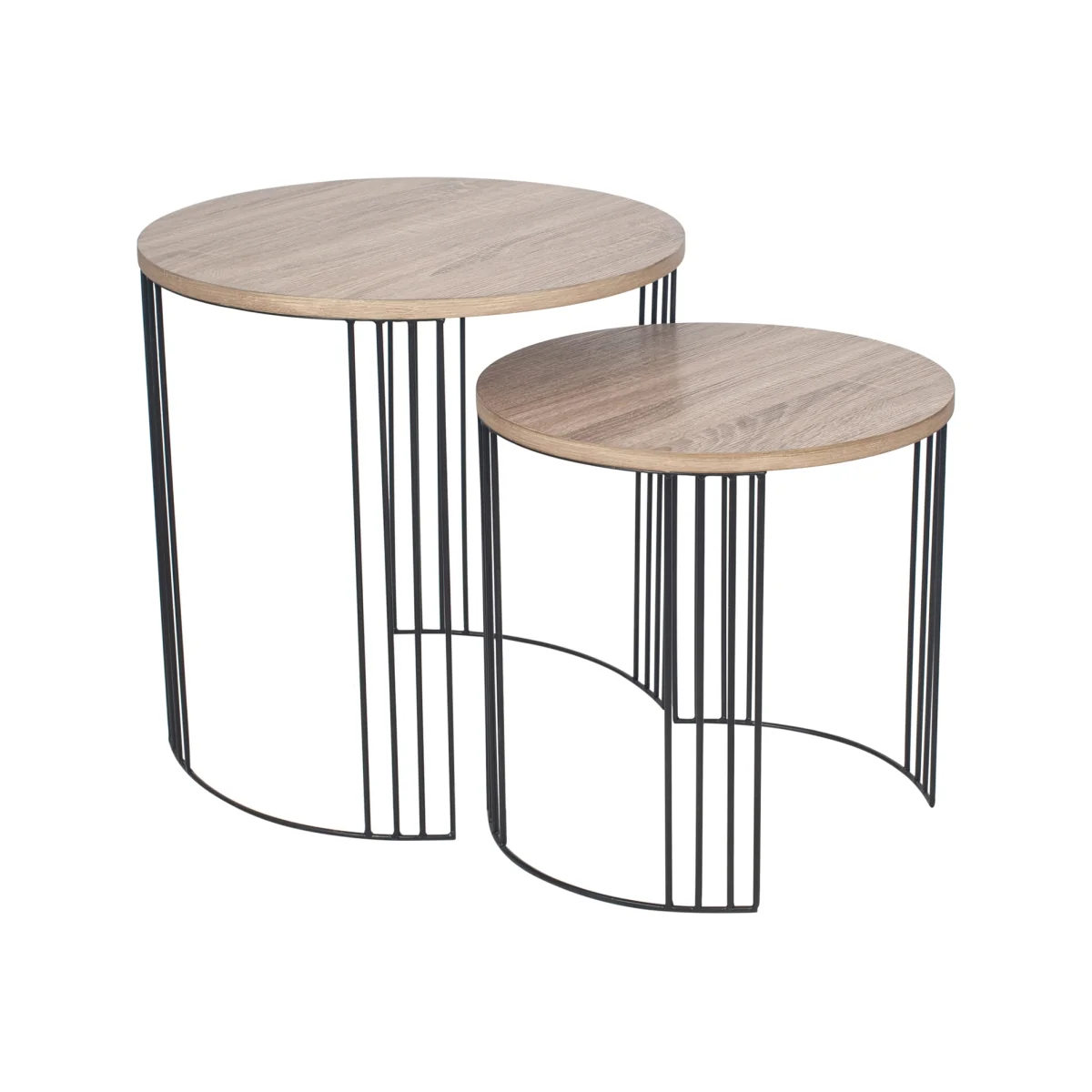 Set of 2 Nesting Round Side Tables Atri - Dark natural and black – image 1