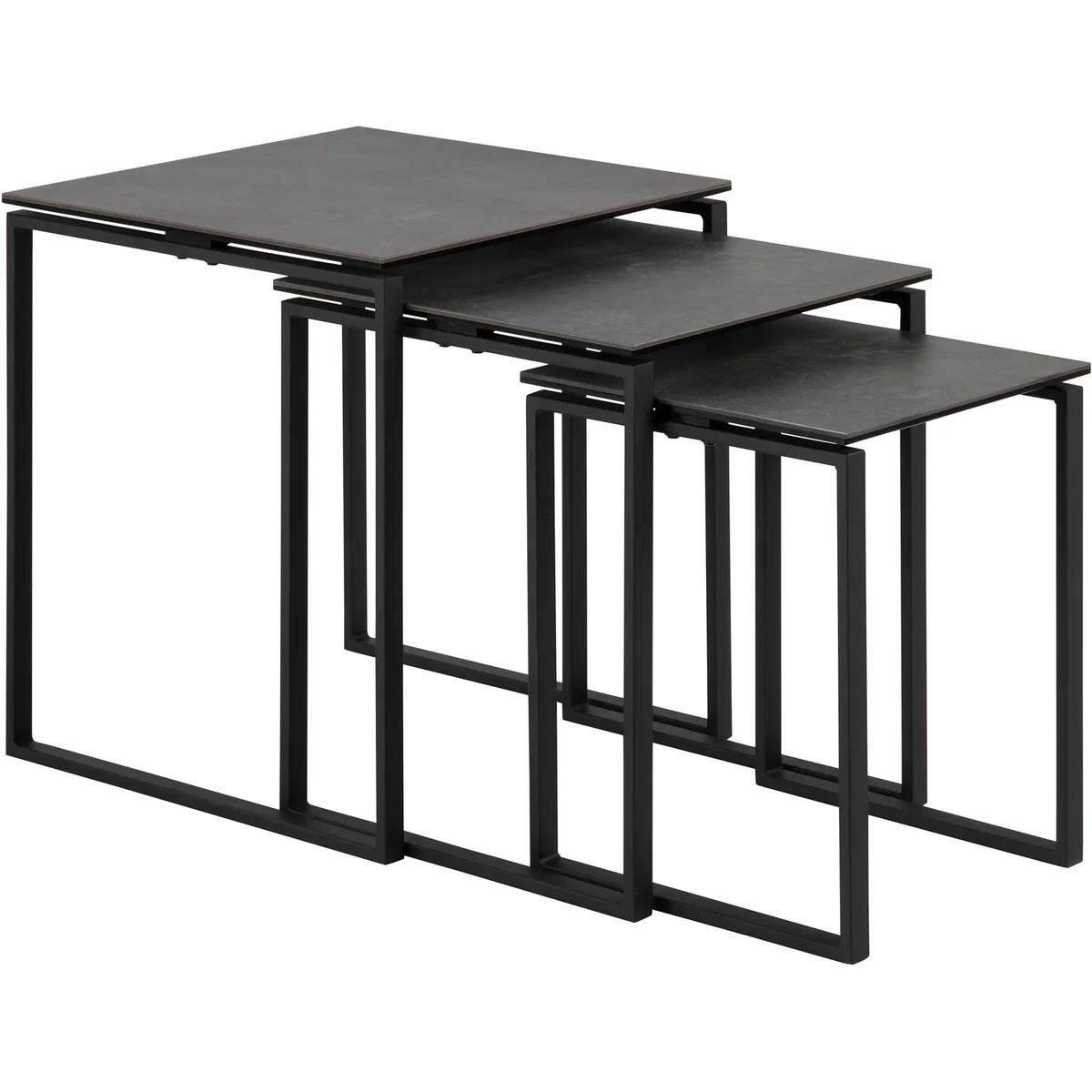 Katrine Ceramic Nest of Tables in Black Set of 3 - Black – image 3