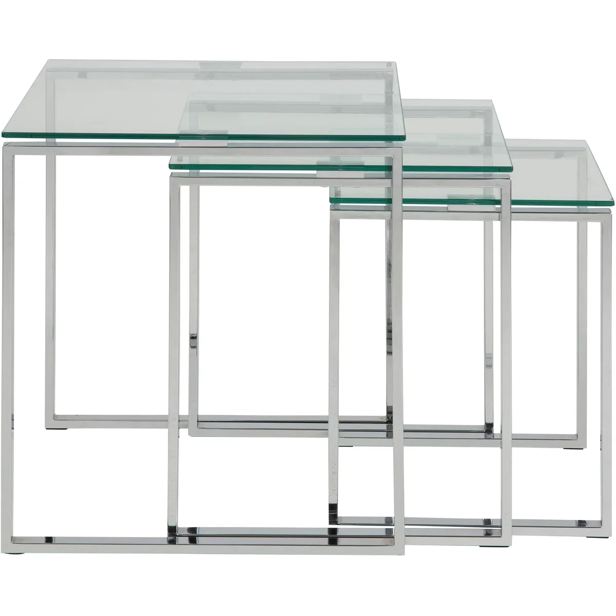 Katrine Nest of Tables with Glass Top Set of 3 - Glass – image 3