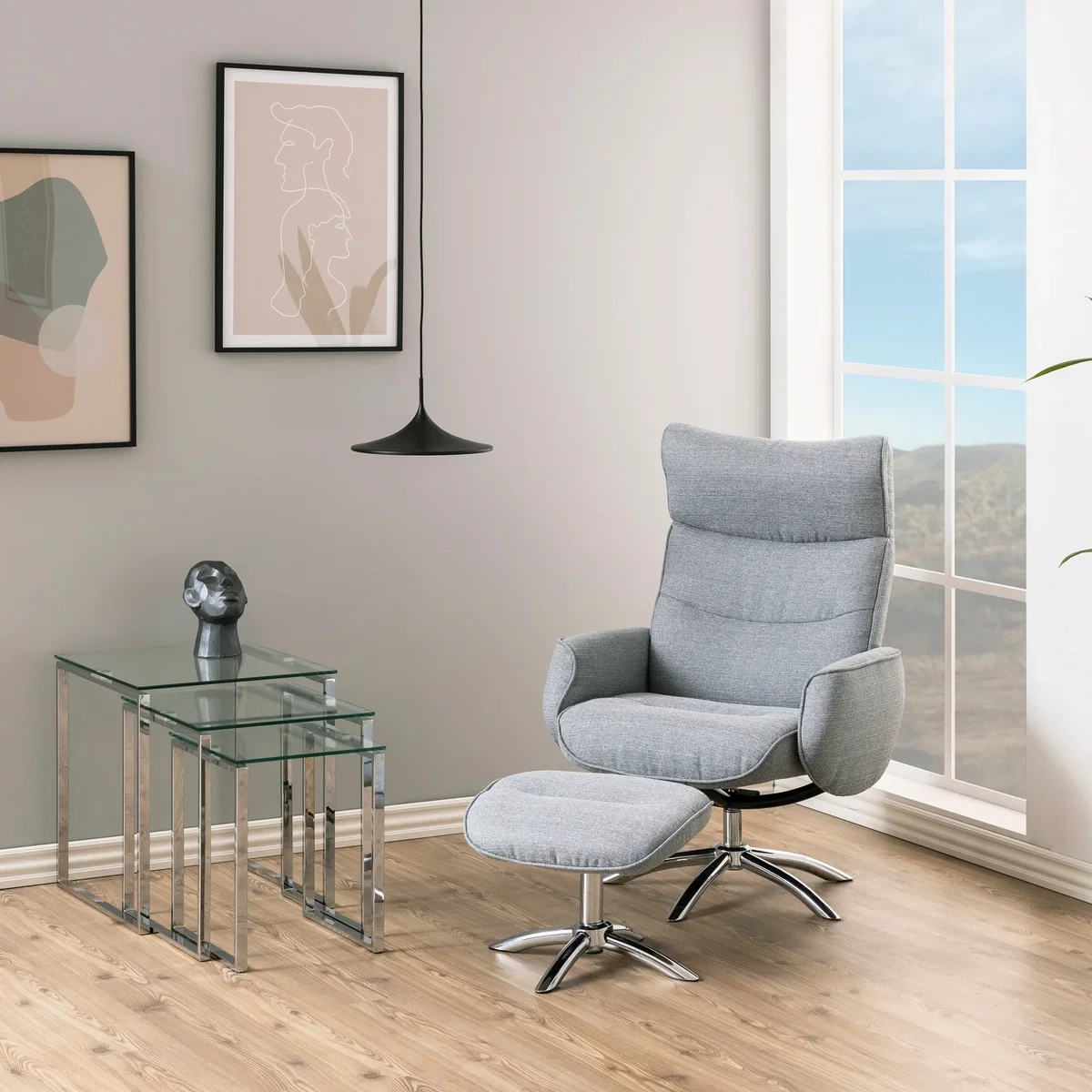 Katrine Nest of Tables with Glass Top Set of 3 - Glass – image 5