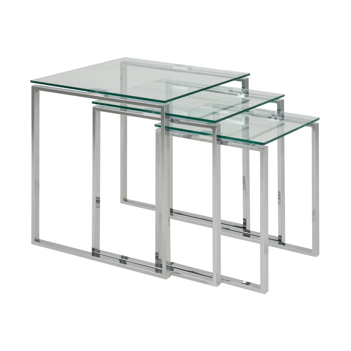 Katrine Nest of Tables with Glass Top Set of 3 - Glass – image 1