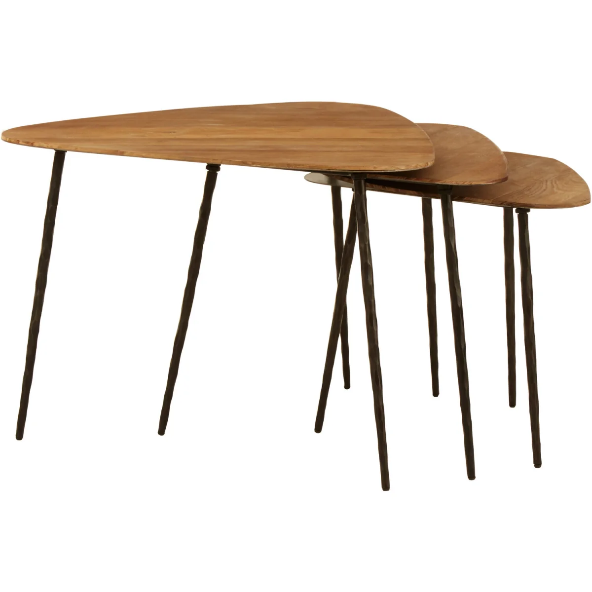 Elmo Elm Wood Top Nest of 3 Triangular Tables - Black, Brown – image 3