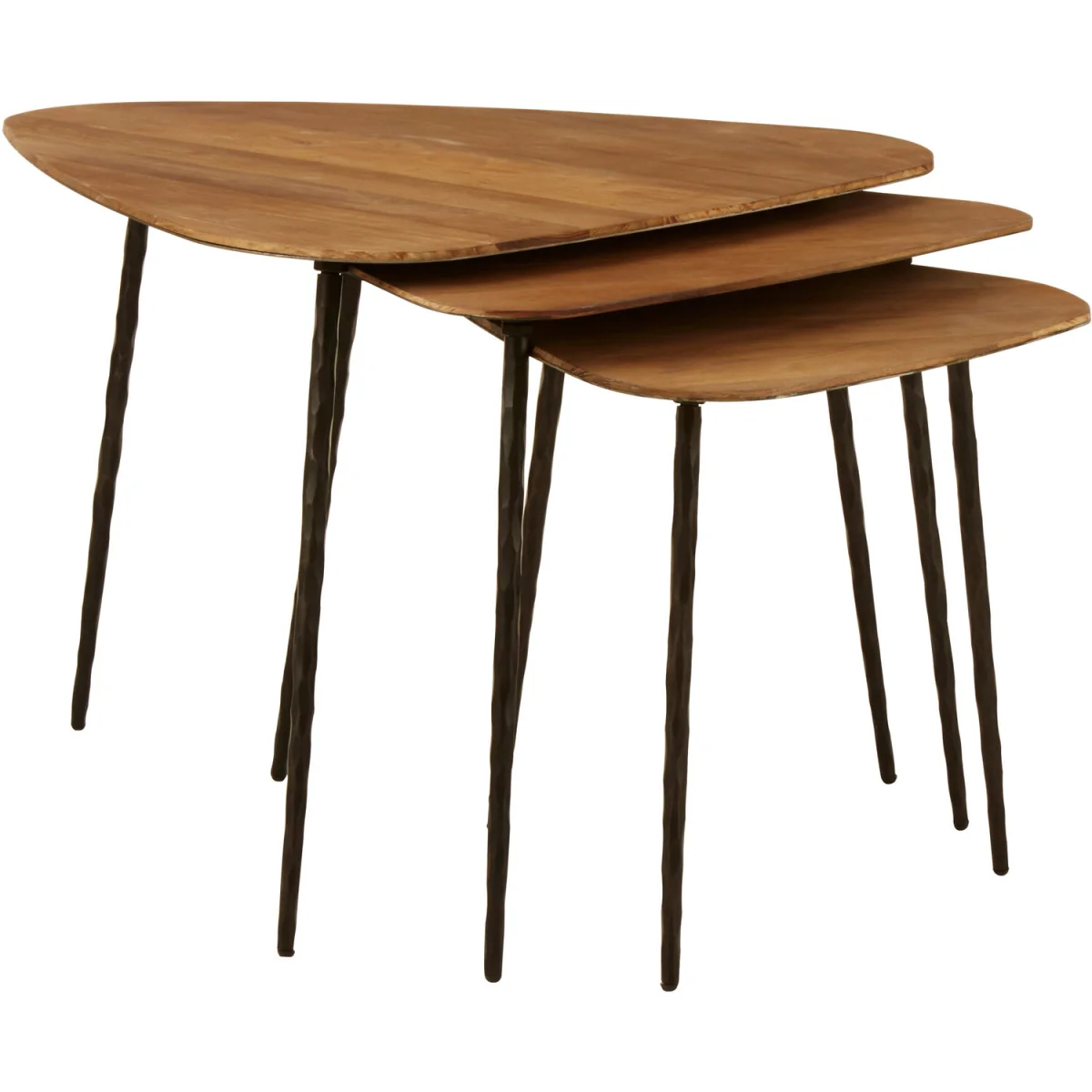 Elmo Elm Wood Top Nest of 3 Triangular Tables - Black, Brown – image 4