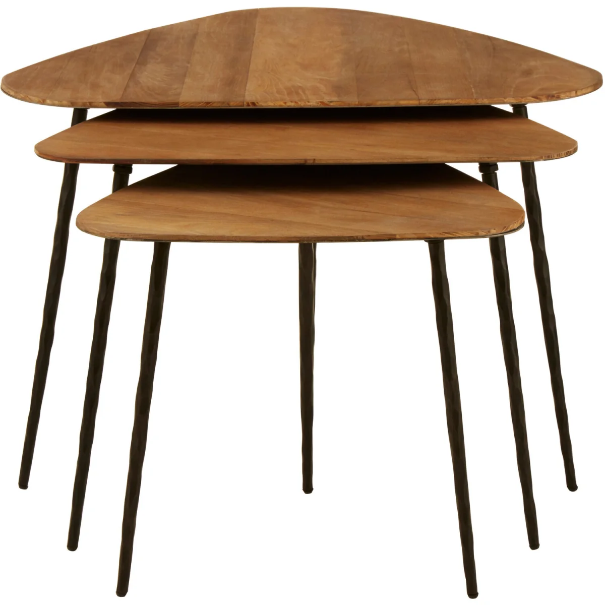 Elmo Elm Wood Top Nest of 3 Triangular Tables - Black, Brown – image 5