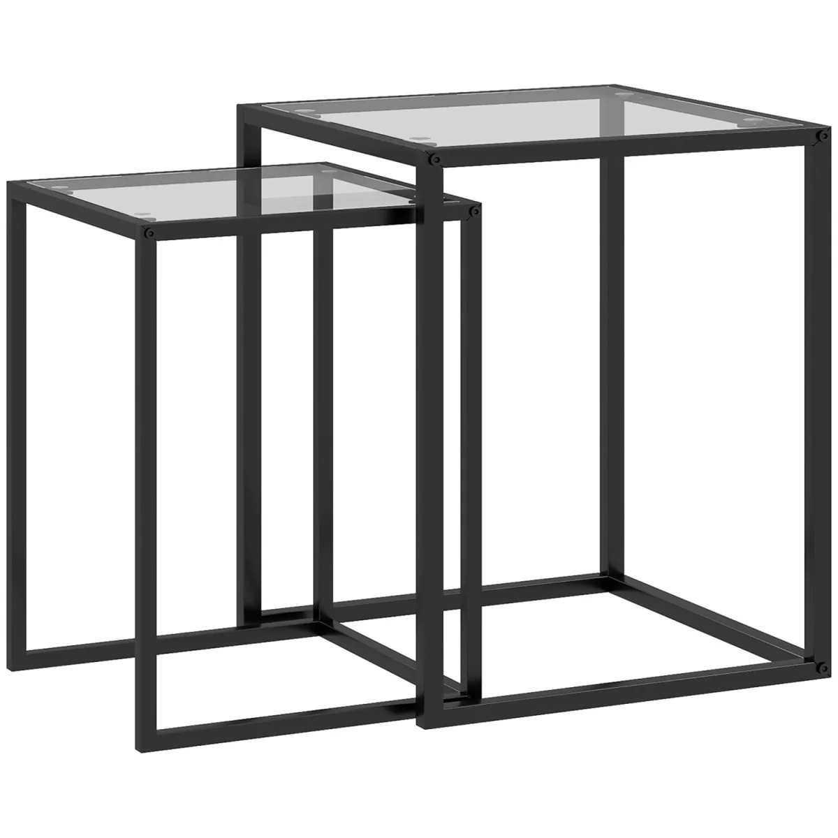 Riraro Set of 2 Black Nesting Side Tables with Glass Tops – image 3