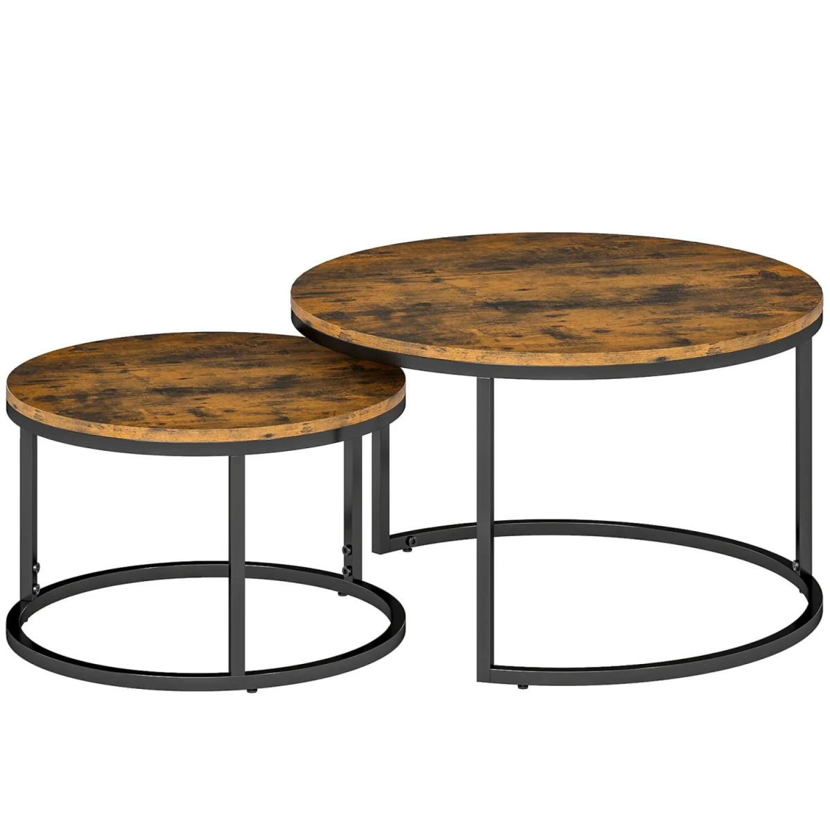 Kefa Dimi Set of 2 Rustic Brown Wood-Effect Nesting Tables – image 2