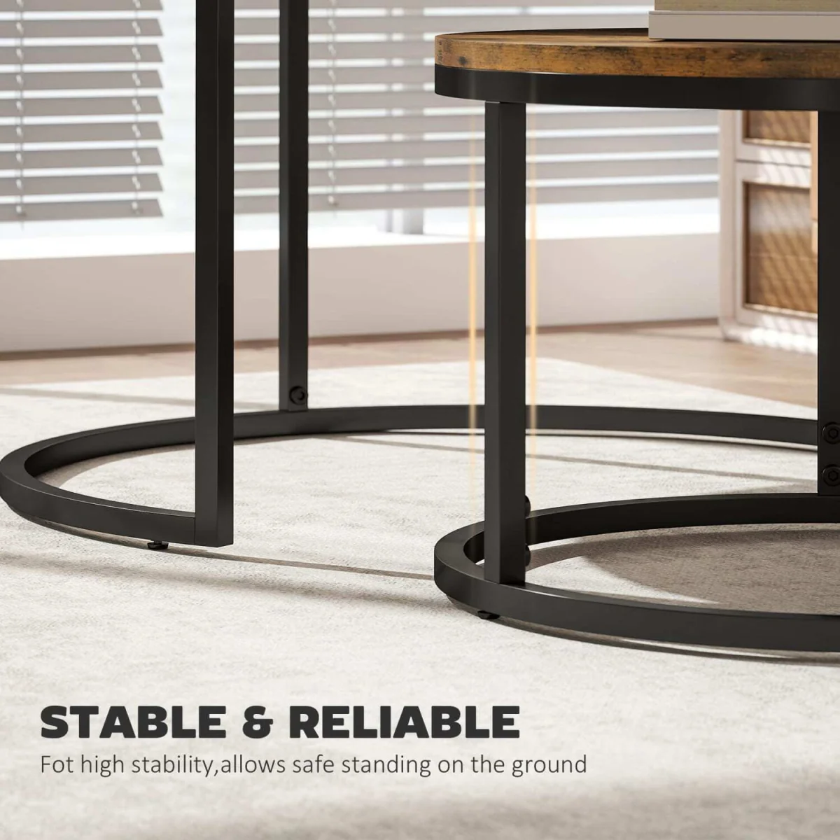 Kefa Dimi Set of 2 Rustic Brown Wood-Effect Nesting Tables – image 6