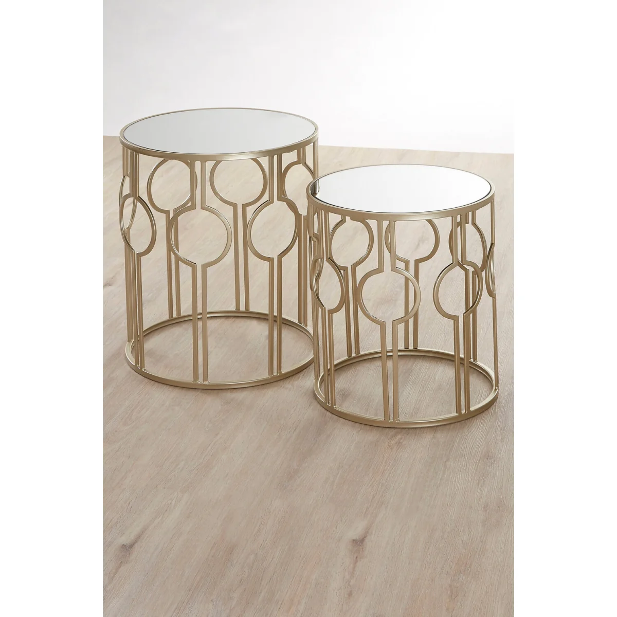 Avantis Set of 2 Circle Design Champagne Tables - Gold – image 3