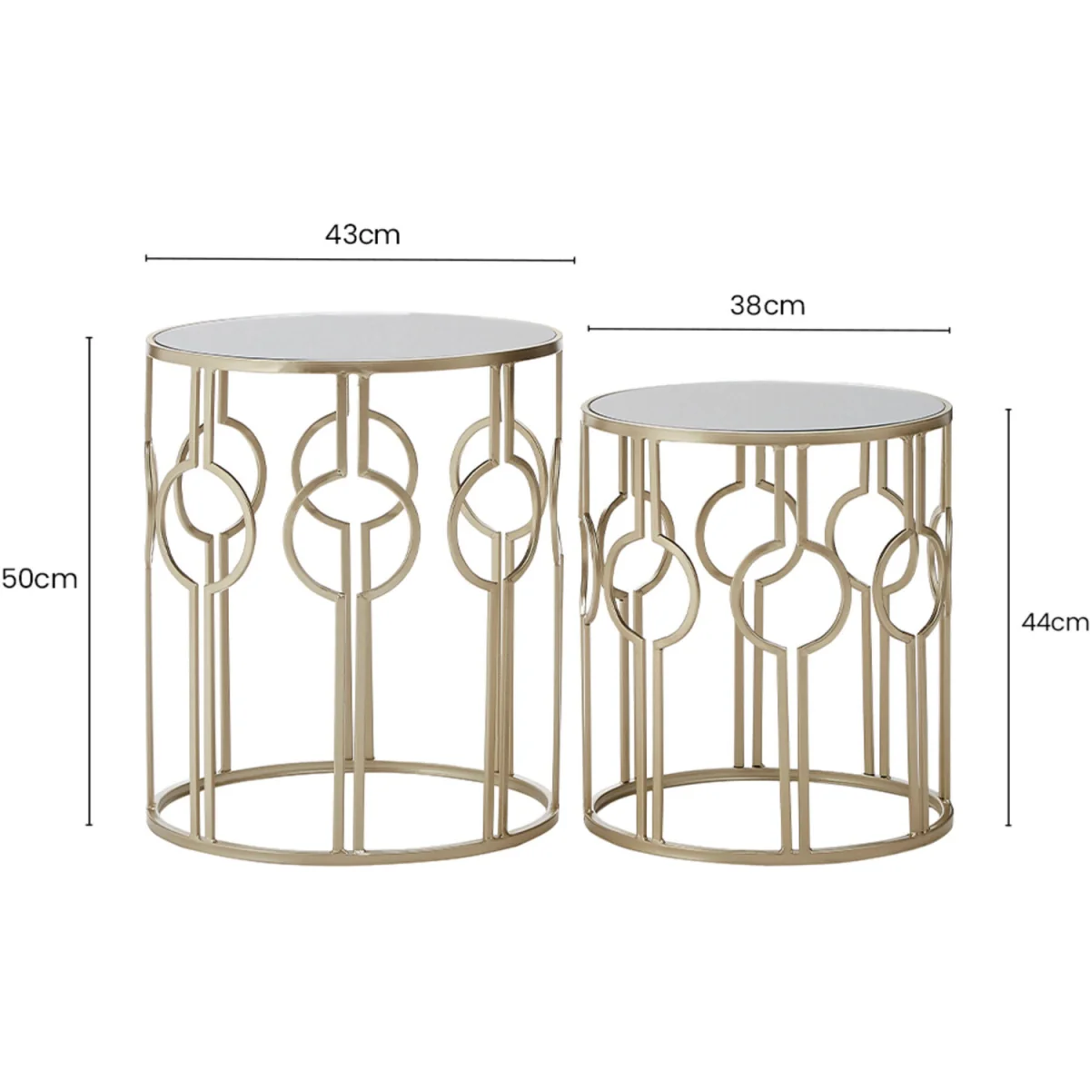 Avantis Set of 2 Circle Design Champagne Tables - Gold – image 4