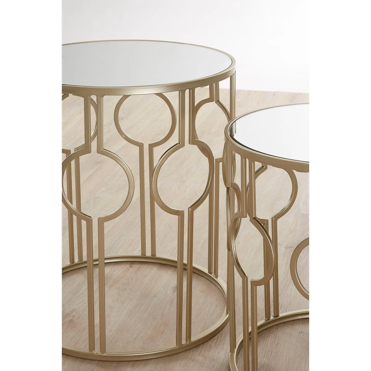 Avantis Set of 2 Circle Design Champagne Tables - Gold – image 5