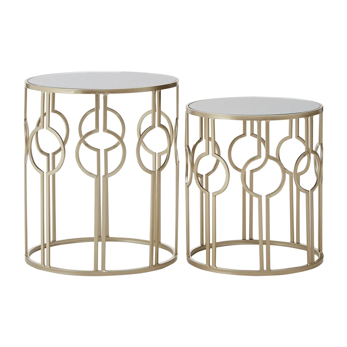 Avantis Set of 2 Circle Design Champagne Tables - Gold – image 1