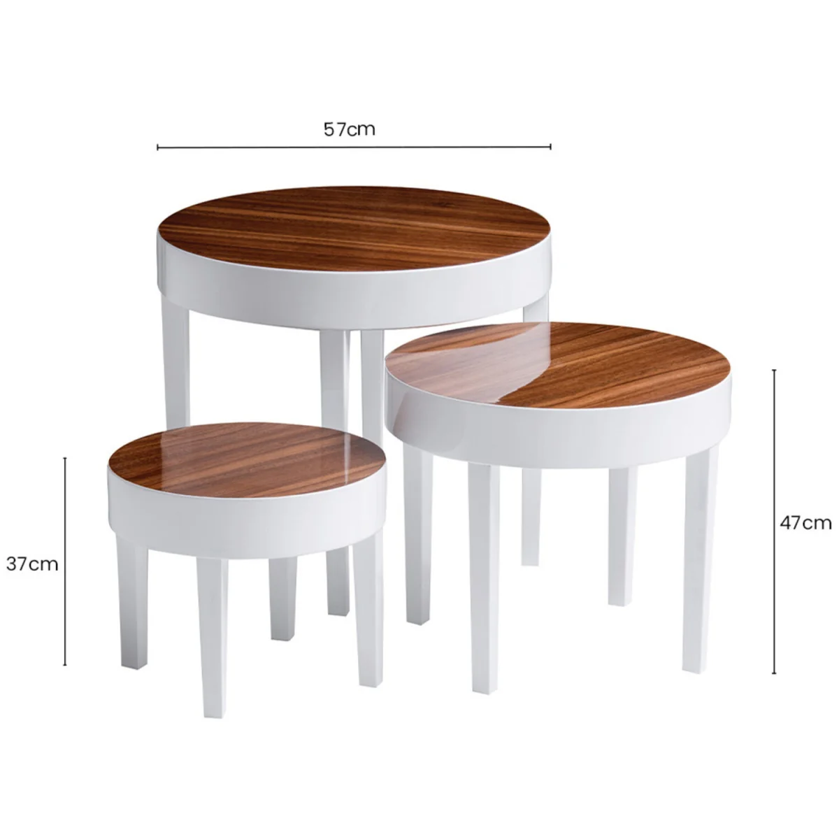 Moritz Nest Of 3 White High Gloss Table - White – image 3