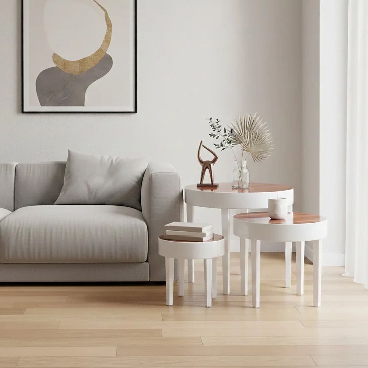 Moritz Nest Of 3 White High Gloss Table - White – image 1