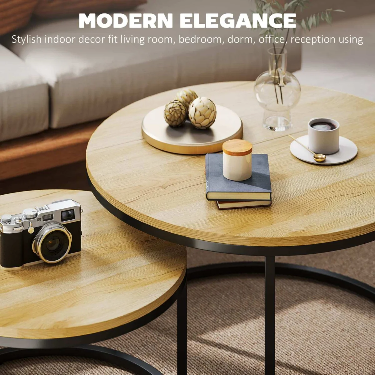 Mova Set of 2 Light Natural Wood-Effect Nesting Tables – image 3