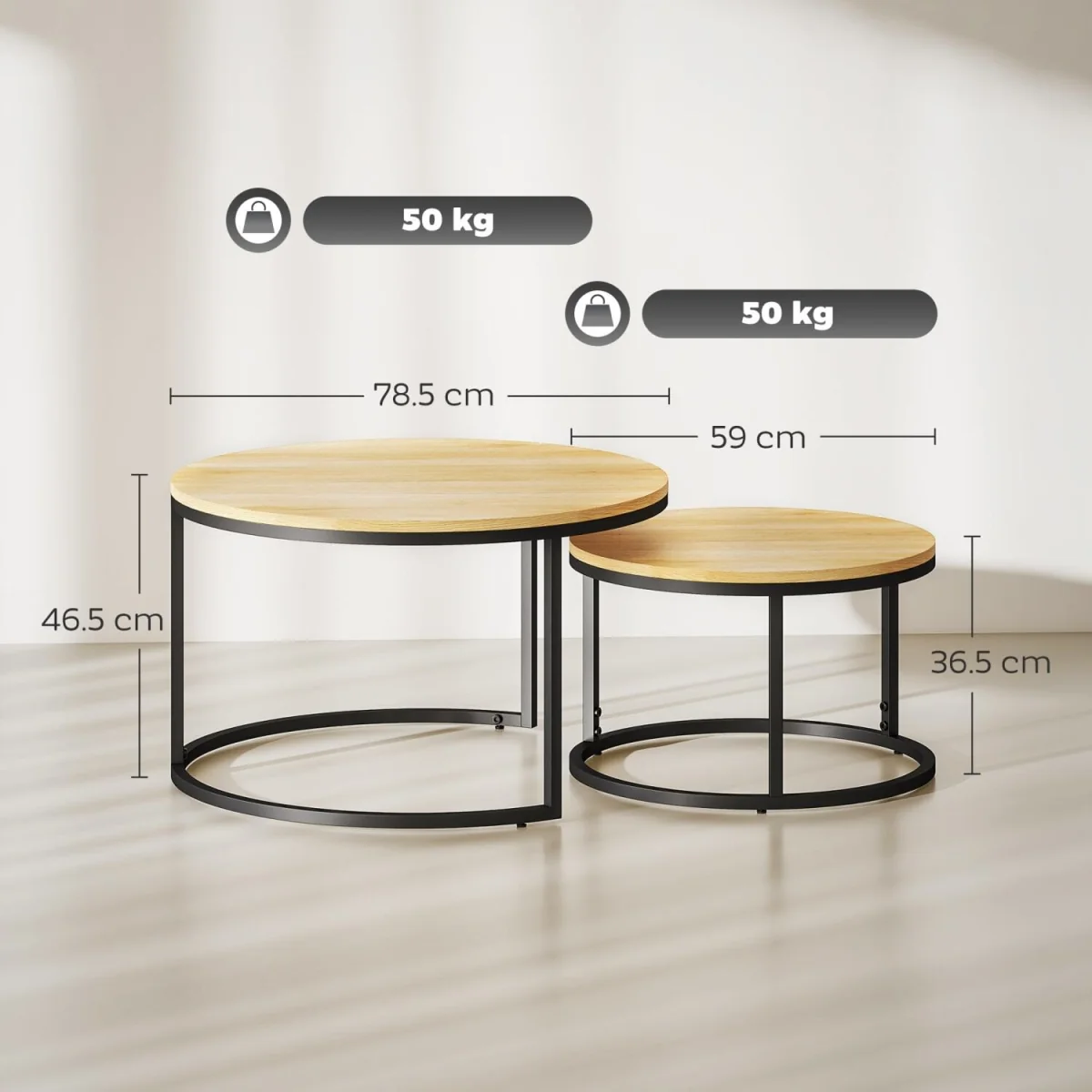 Mova Set of 2 Light Natural Wood-Effect Nesting Tables – image 5