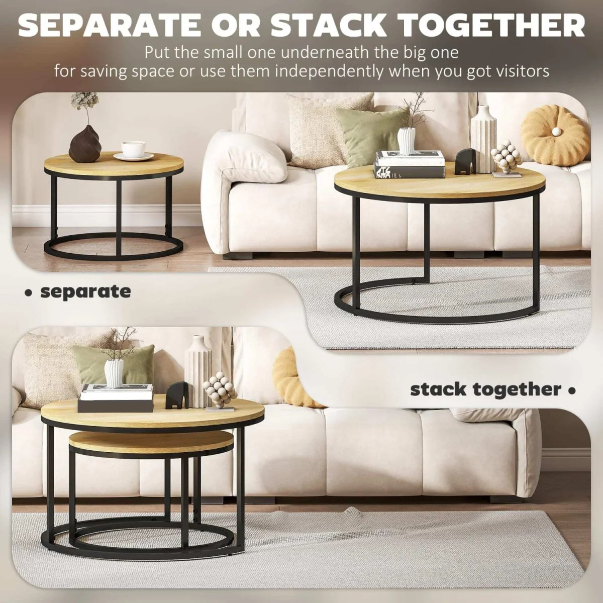 Mova Set of 2 Light Natural Wood-Effect Nesting Tables – image 6