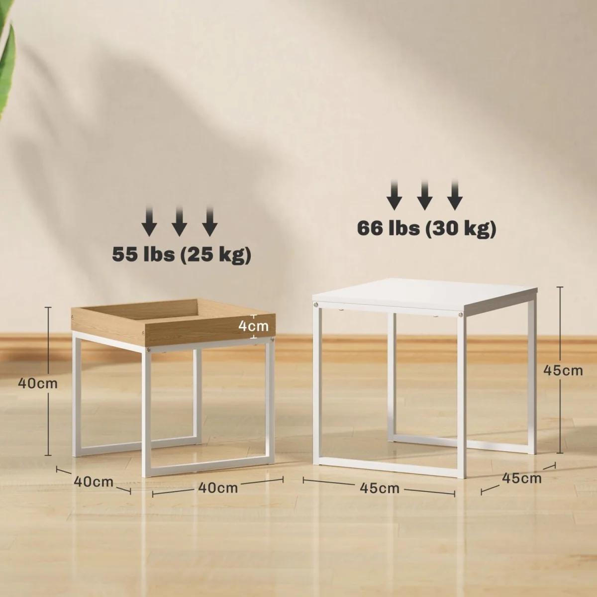 Sarela Set of 2 Boxy Nesting Tables - White and Wood-Effect – image 2