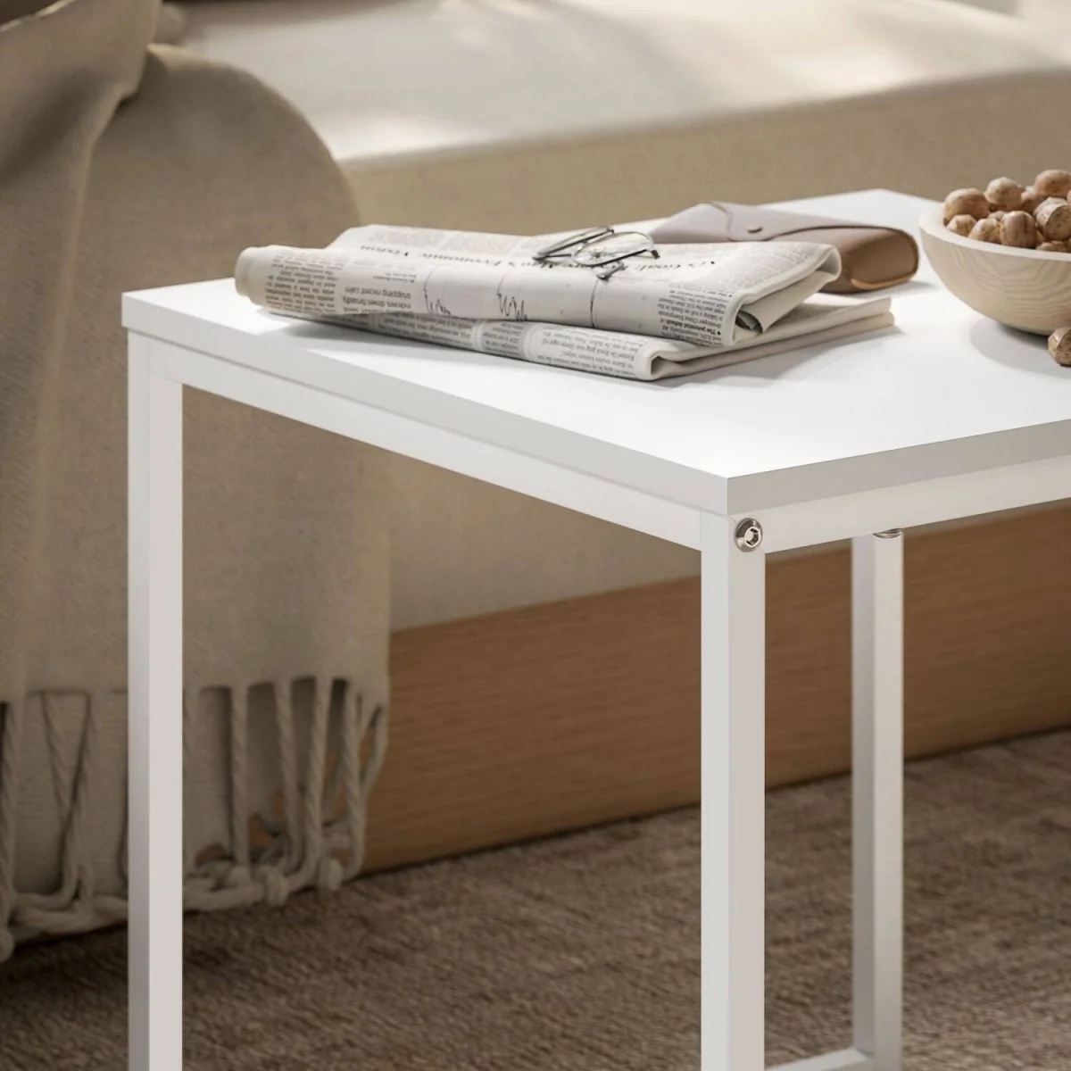 Sarela Set of 2 Boxy Nesting Tables - White and Wood-Effect – image 7