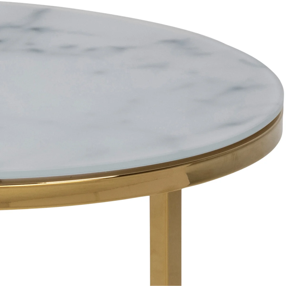 Alisma Nest of 2 Tables with White Marble Glass & Gold Base - White Marble & Gold – image 2