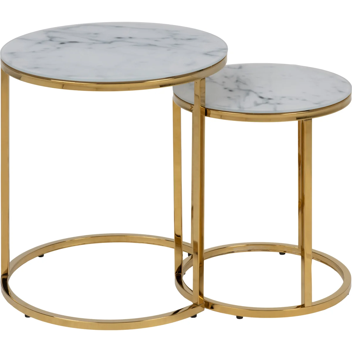 Alisma Nest of 2 Tables with White Marble Glass & Gold Base - White Marble & Gold – image 4