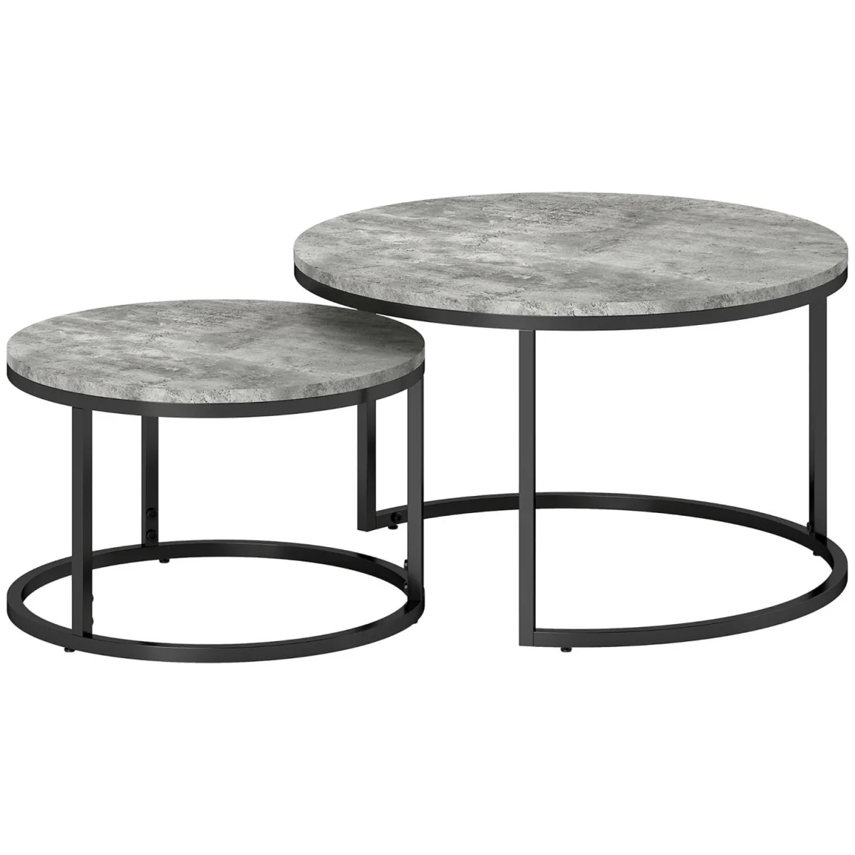 Faline Cement-Effect Grey and Black Set of 2 Nesting Tables – image 4