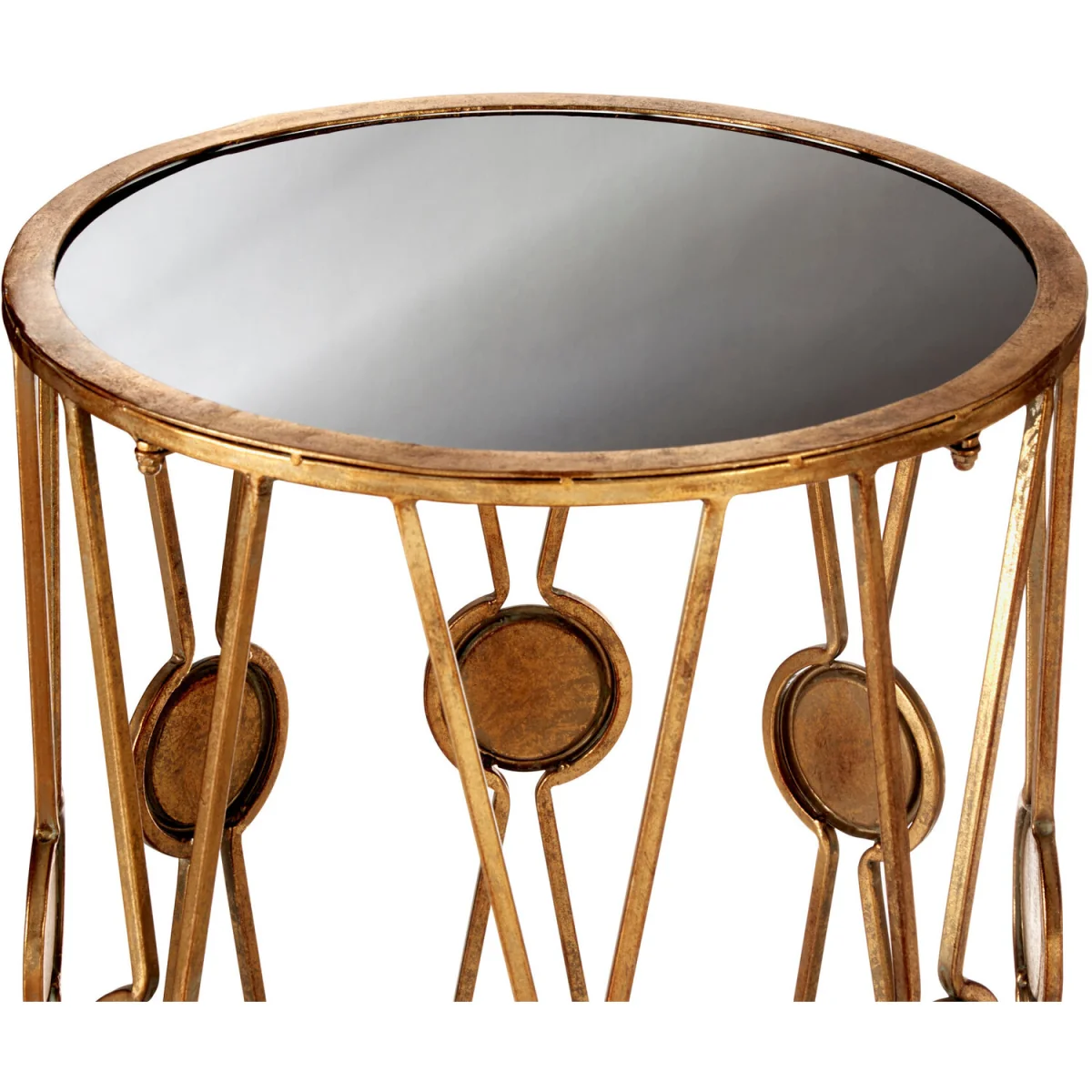 Faiza Set Of 2 Cross Design Rounded Tables - Black, Gold – image 5