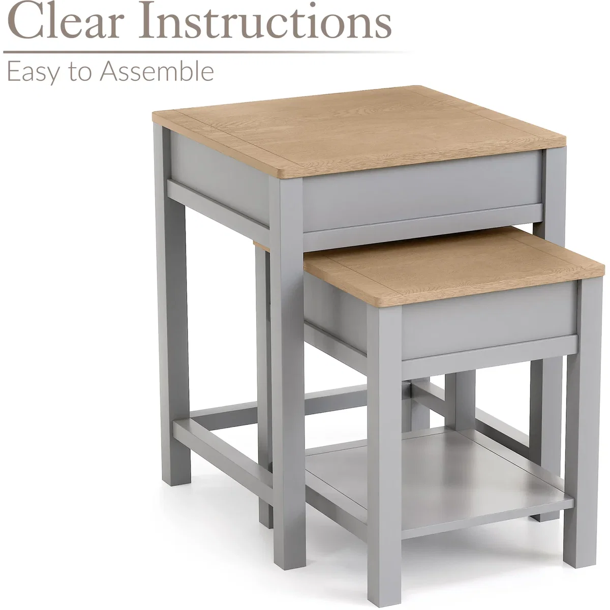 Christow Dartmouth Nest of Tables with Storage - Grey – image 2
