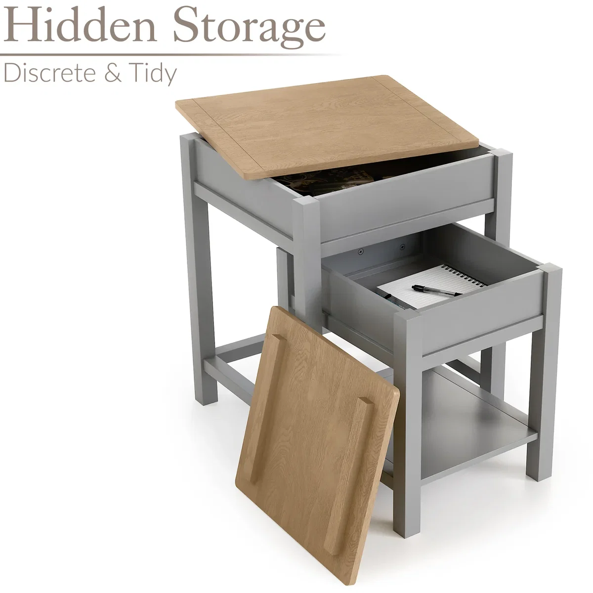 Christow Dartmouth Nest of Tables with Storage - Grey – image 3