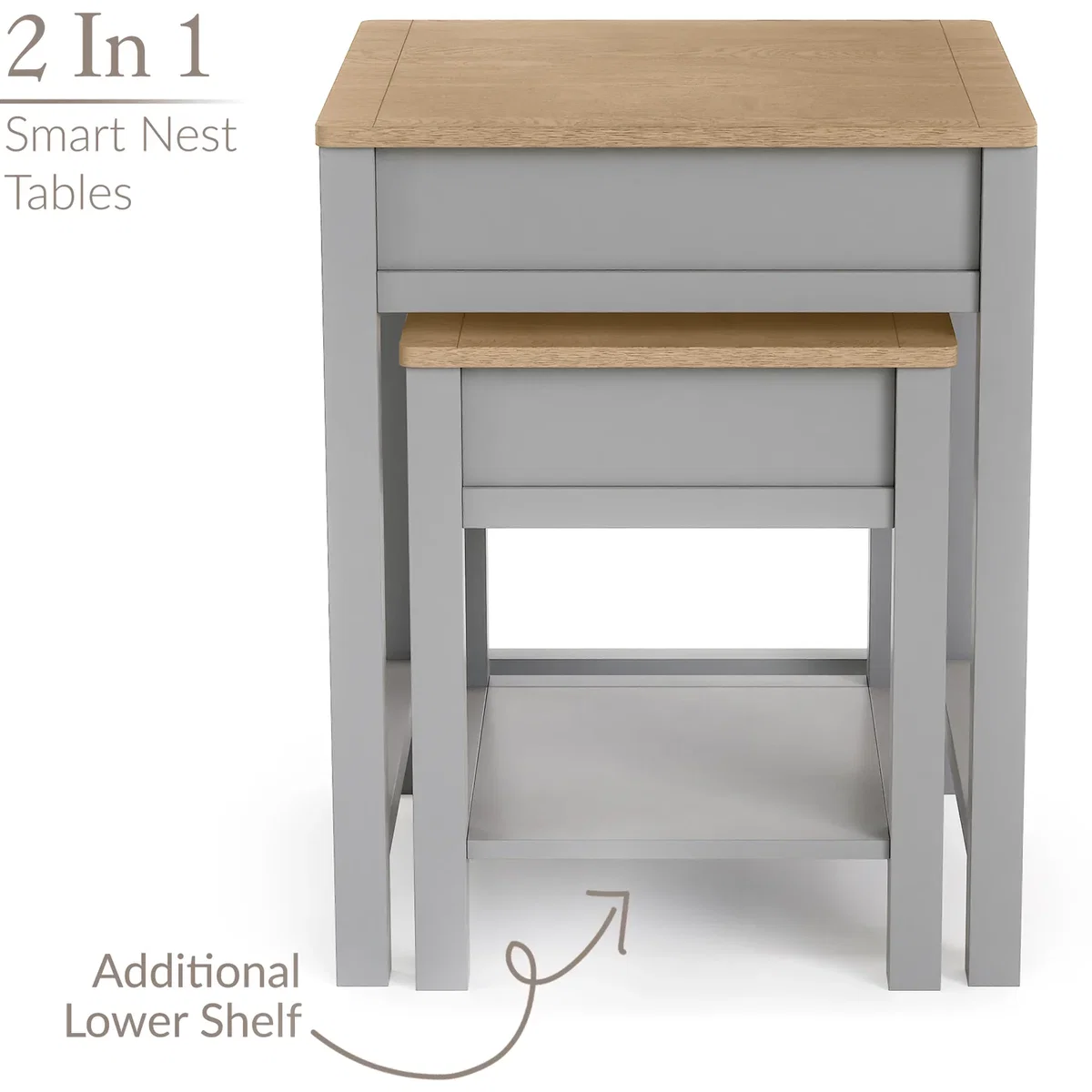 Christow Dartmouth Nest of Tables with Storage - Grey – image 4