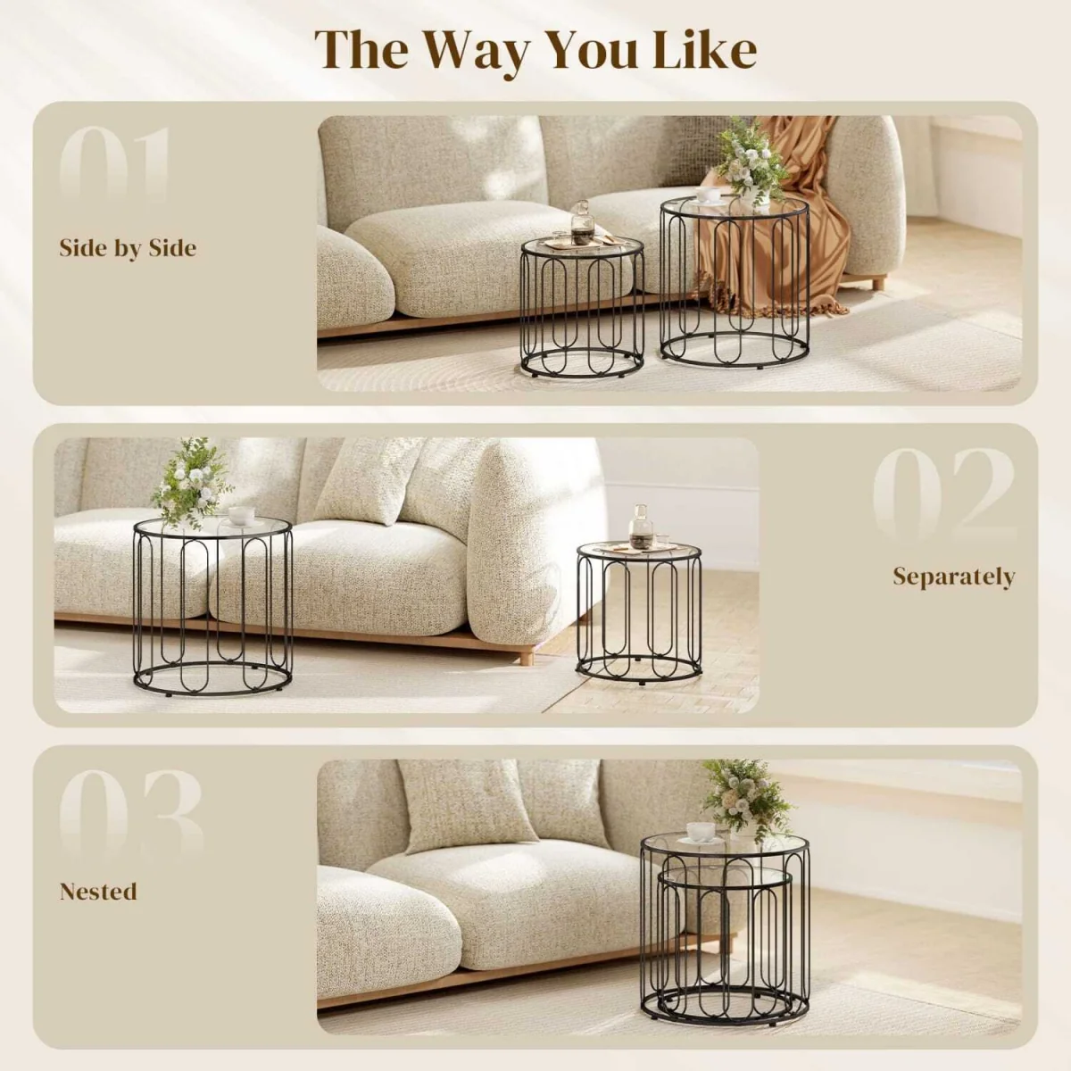 Roro Metal Black Set of 2 Elliptical Cut-Out Nesting Tables – image 4