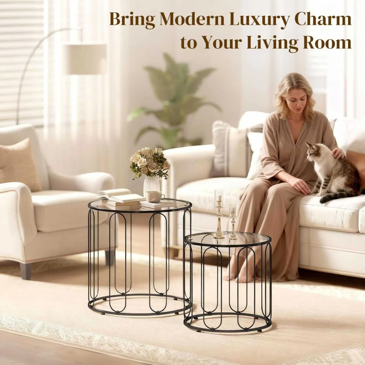 Roro Metal Black Set of 2 Elliptical Cut-Out Nesting Tables – image 5