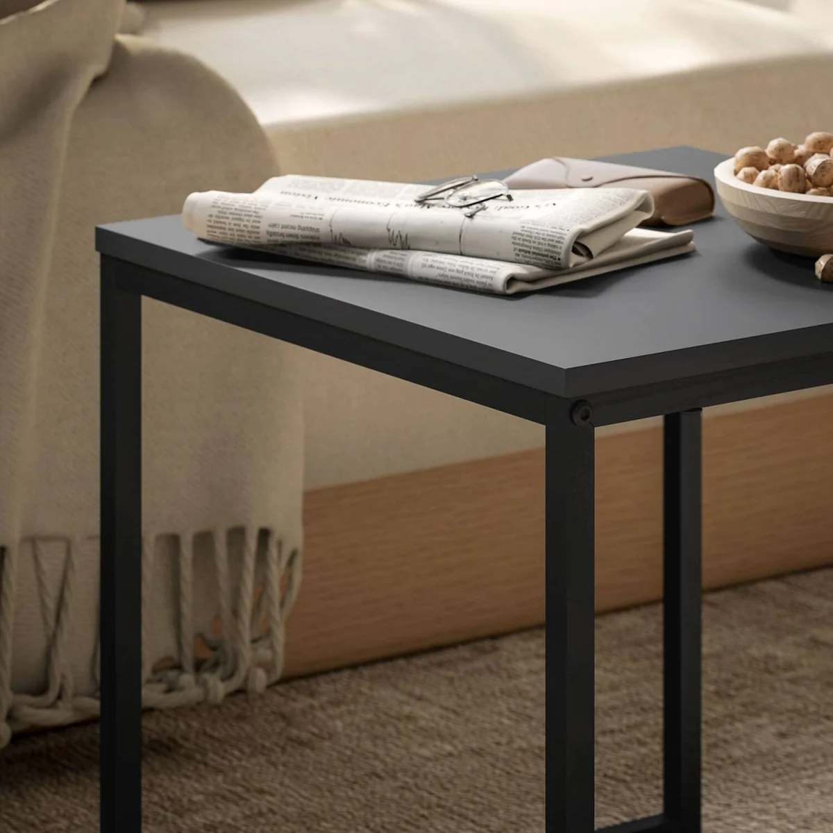 Lavi Set of 2 Boxy Nesting Tables - Black and Wood-Effect – image 2