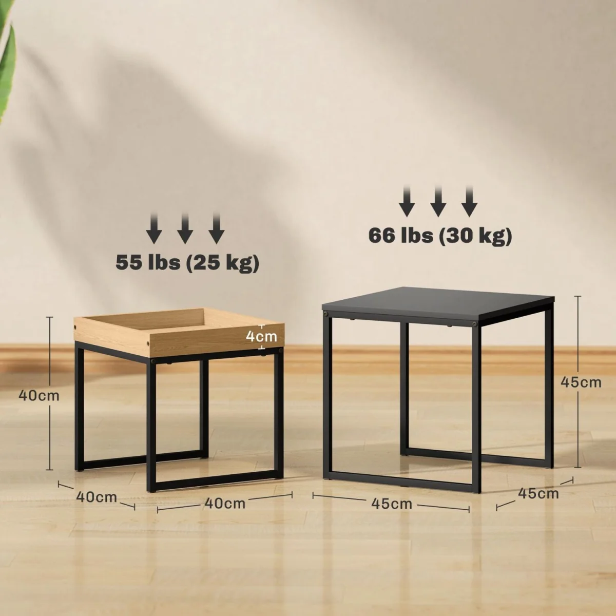 Lavi Set of 2 Boxy Nesting Tables - Black and Wood-Effect – image 4