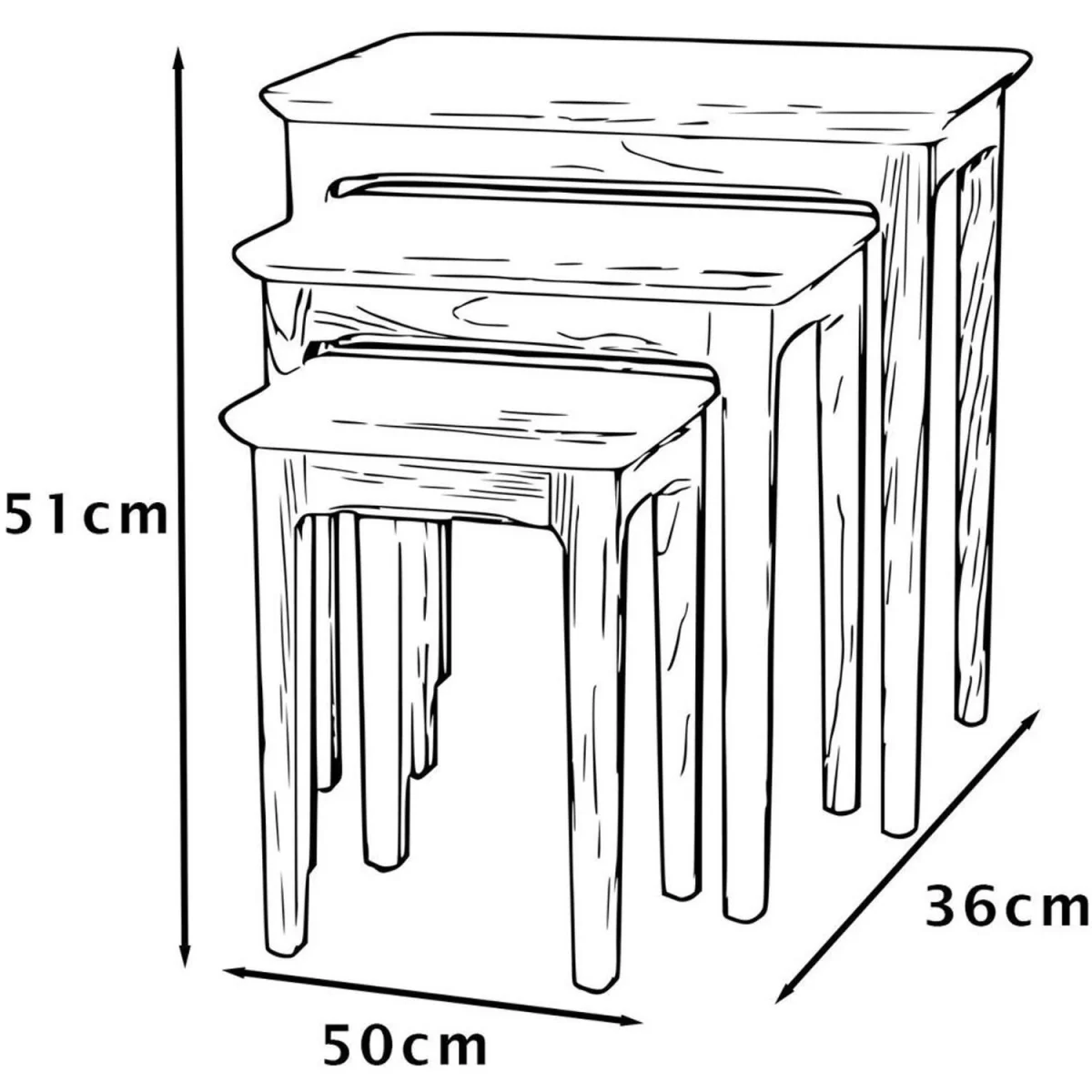 FWStyle Ash Nest Of Tables Ready Assembled Modern Furniture - Ash – image 2