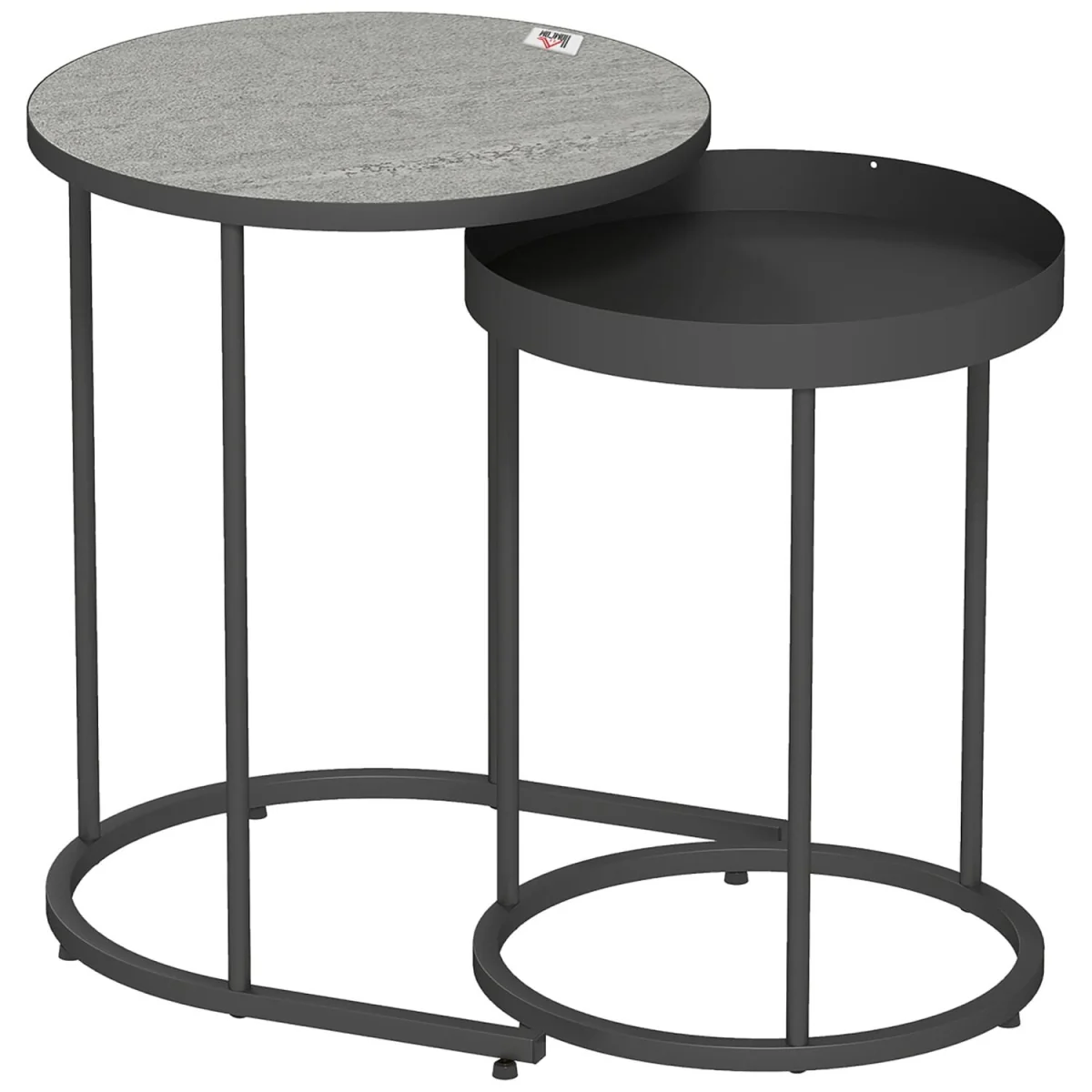 Midoli Set of 2 Metal and Wood Grey Industrial Nesting Tables – image 3