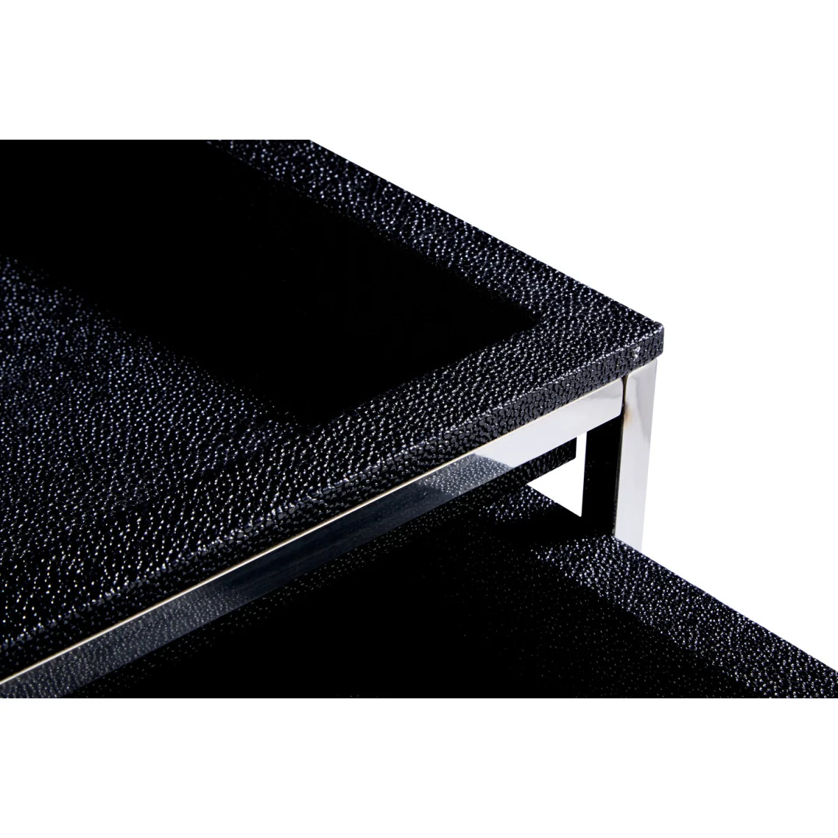 Pacific Nest Of 2 Faux Shark Skin Tables - Black, Silver – image 2