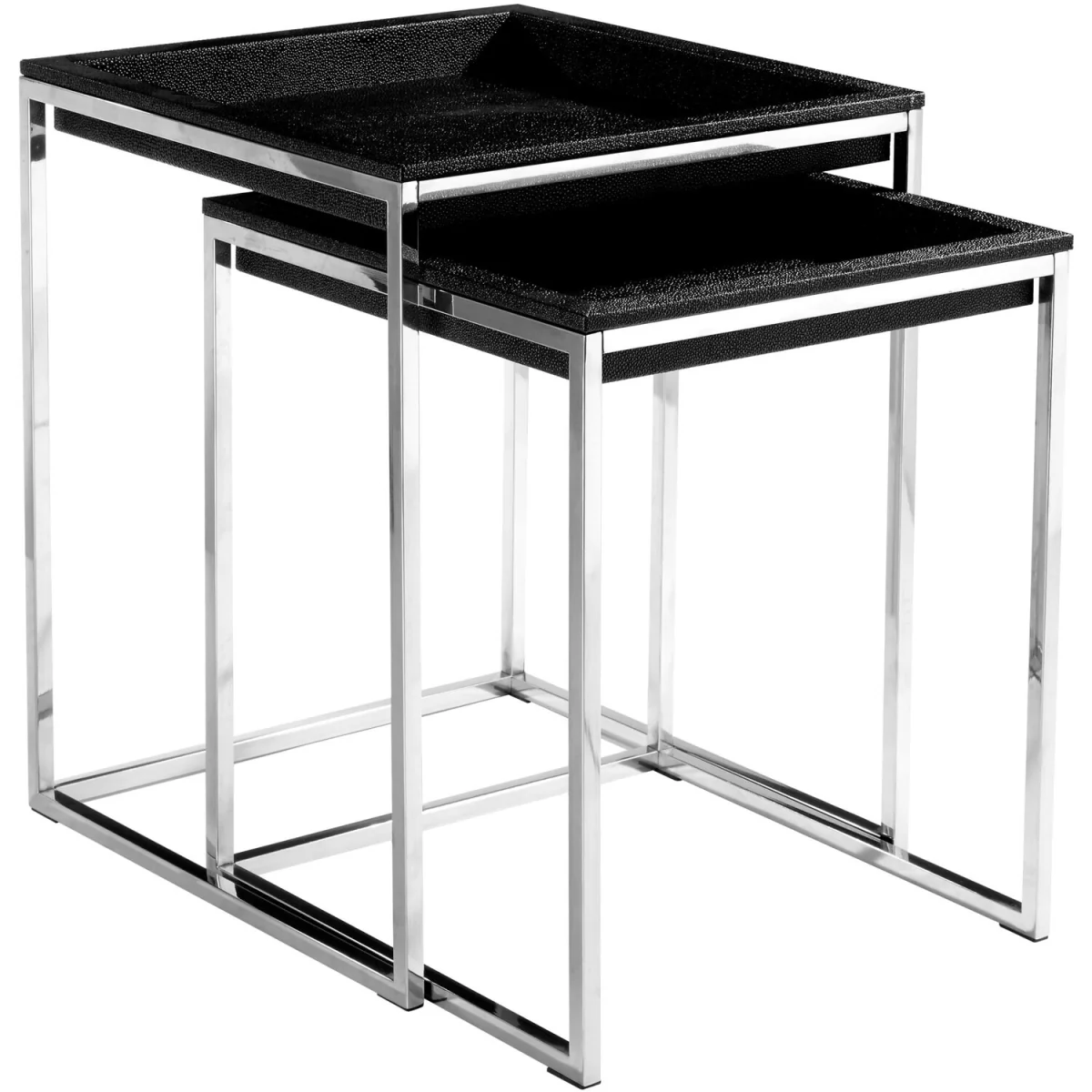Pacific Nest Of 2 Faux Shark Skin Tables - Black, Silver – image 3