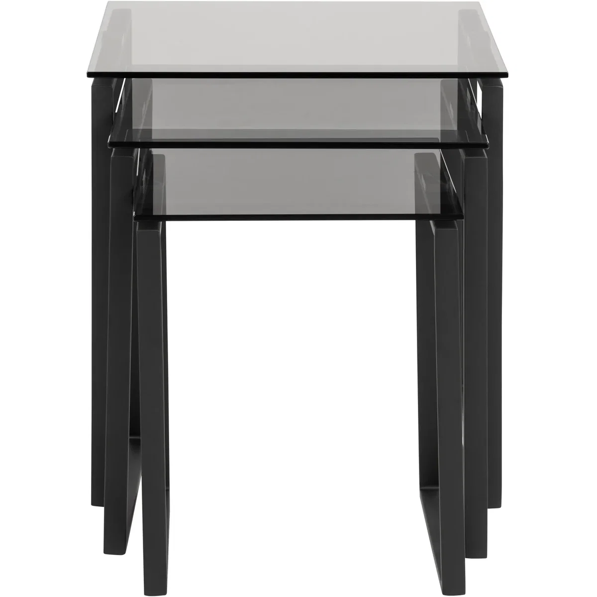 Katrine Nest of Tables with Smoked Glass Top Set of 3 - Smoked Glass – image 2