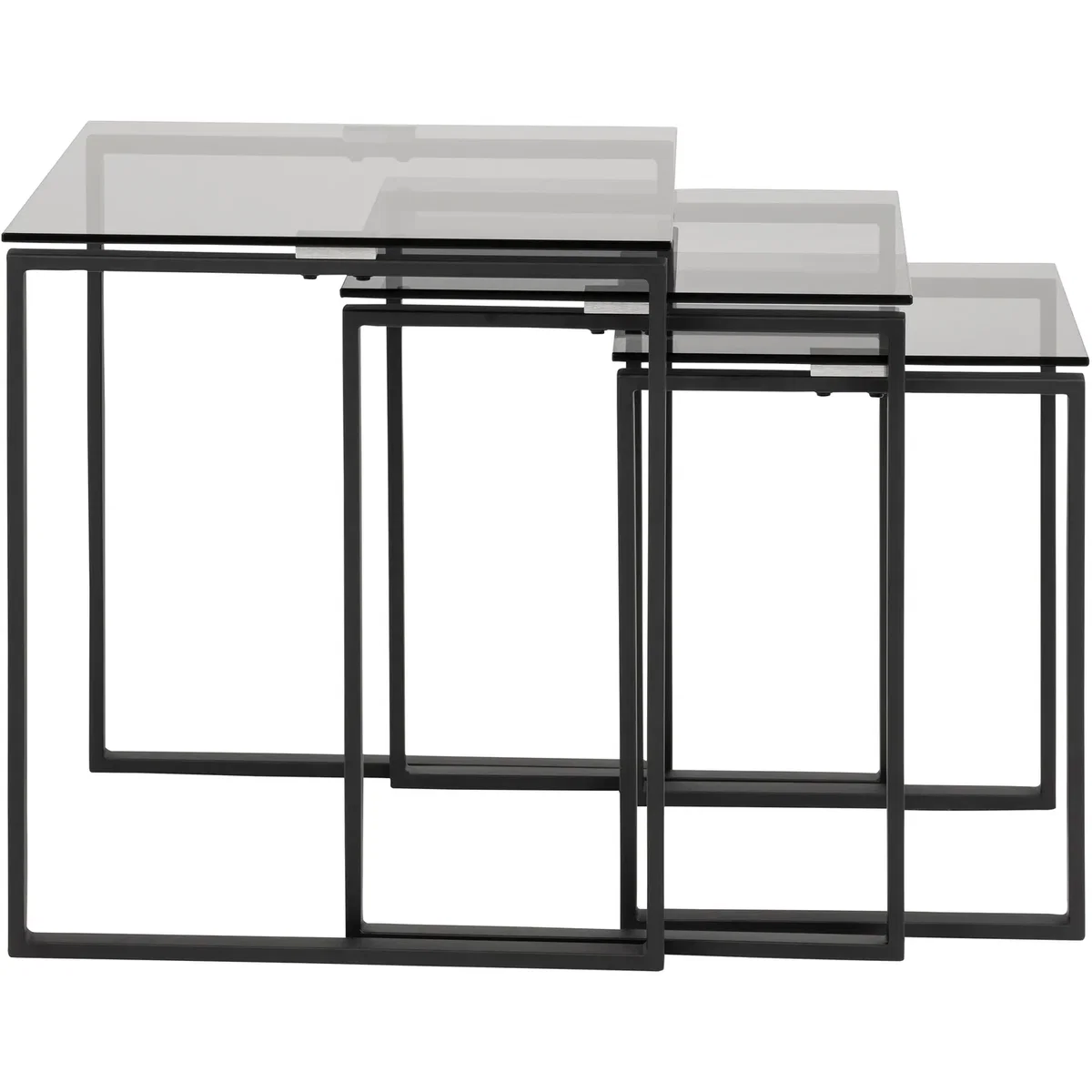 Katrine Nest of Tables with Smoked Glass Top Set of 3 - Smoked Glass – image 3