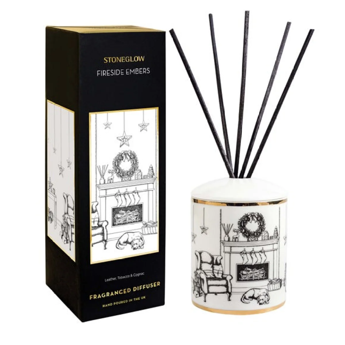 Stoneglow Keepsake Fireside Embers Ceramic Diffuser Black and white – image 2