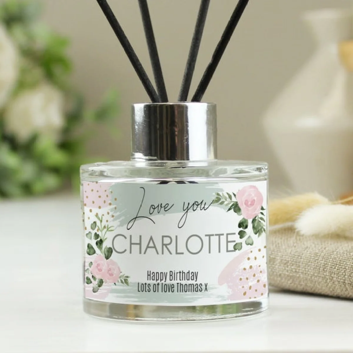 Personalised Abstract Rose Reed Diffuser MultiColoured – image 2