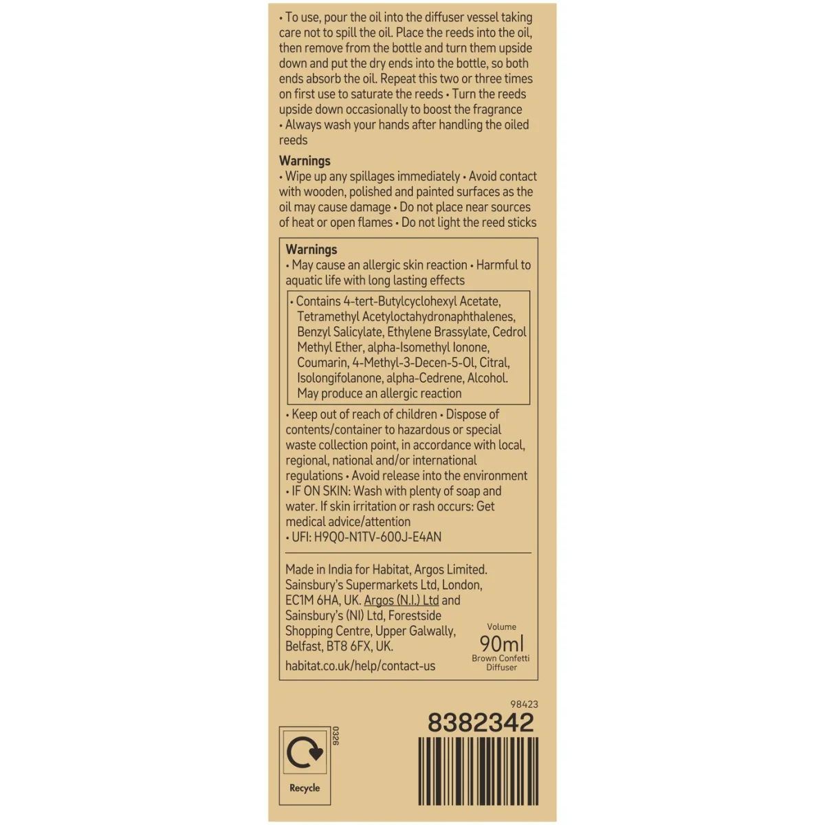 Habitat Confetti 90ml Reed Diffuser - Autumn Spice – image 3
