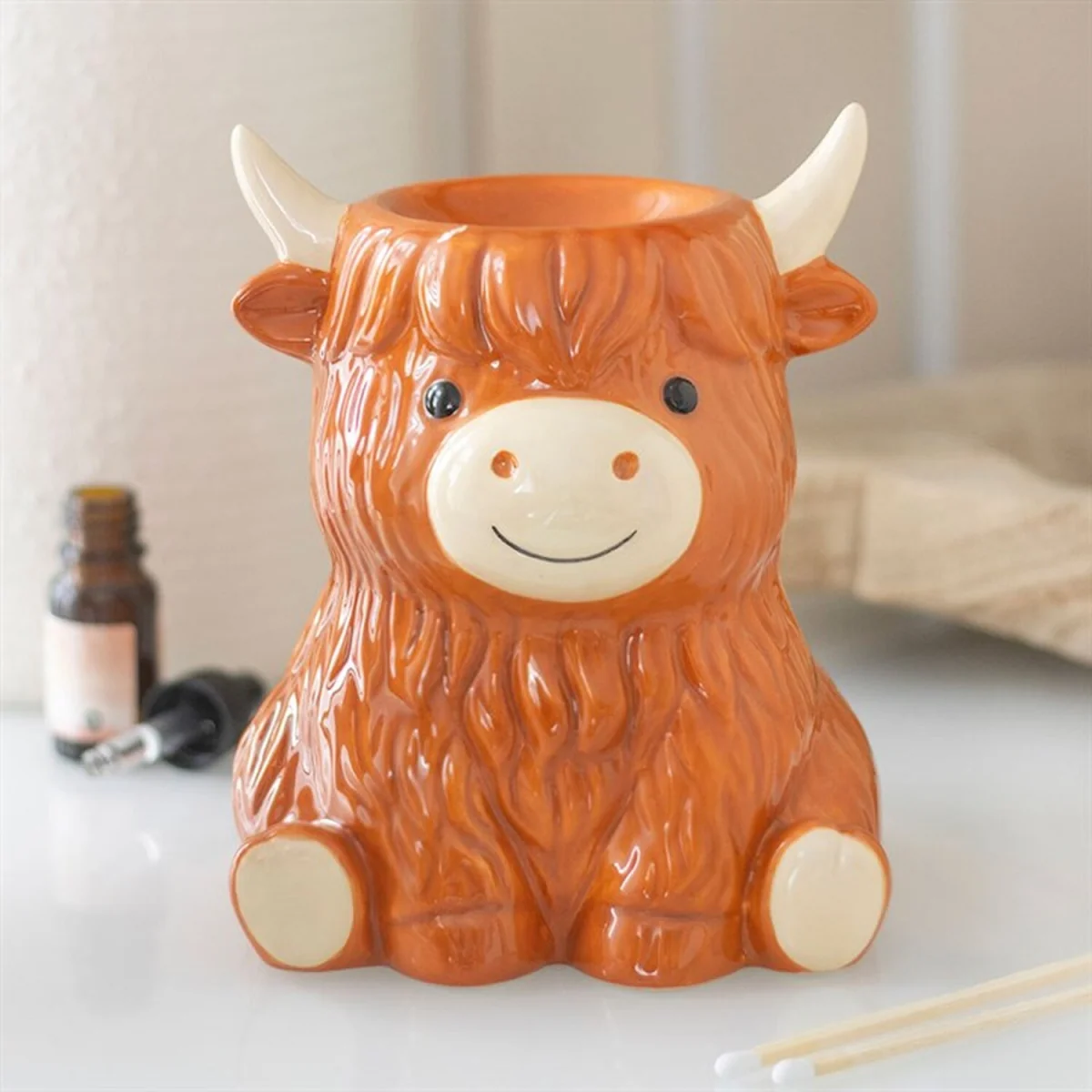 Highland Cow Wax Warmer Oil Burner - Brown – image 2