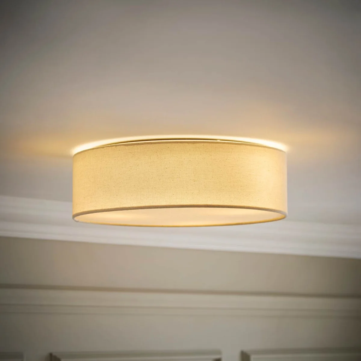 Gwen Natural Linen Flush Diffuser Ceiling Light - White – image 2