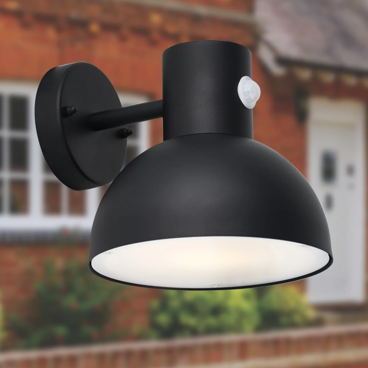 Set Of 2 Arkle Outdoor Sensor Wall Lights - Black And White Pc Diffuser – image 4