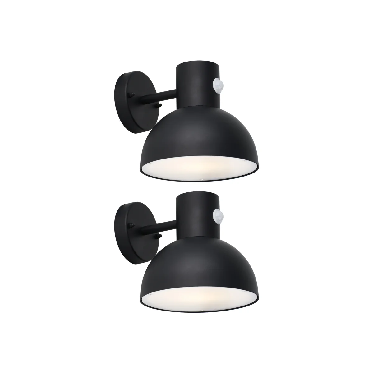 Set Of 2 Arkle Outdoor Sensor Wall Lights - Black And White Pc Diffuser – image 1