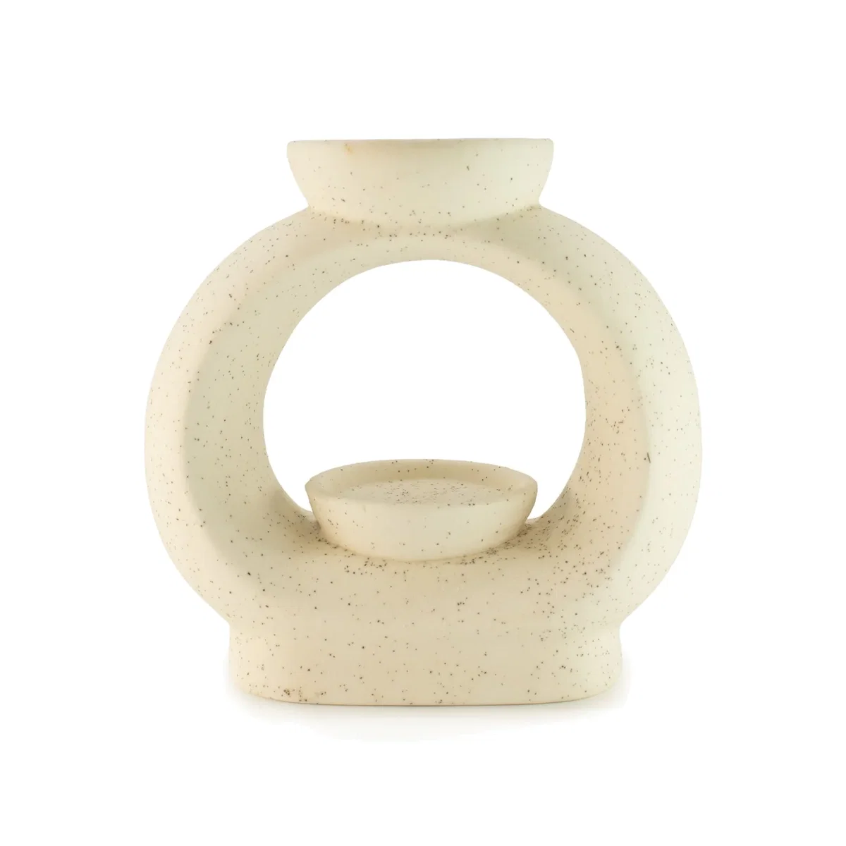 Large Oval Pebble Zen Oil Burner Speckled Off White Ceramic - White – image 1