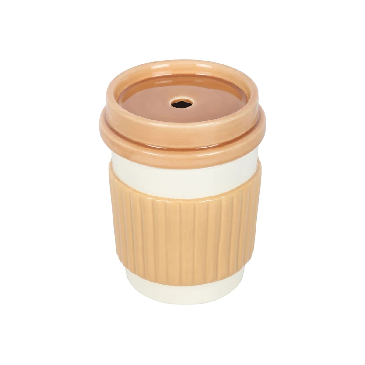 Something Different Coffee Cup Oil Burner - Brown/White – image 1