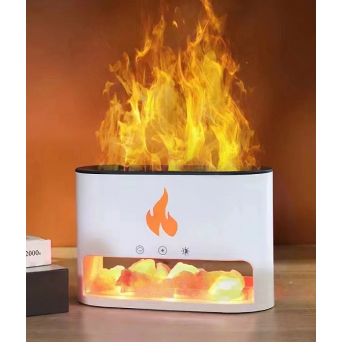 Blaze Aroma Atomiser Flame Effect Himalayan Salt Chamber USB Diffuser Ultrasonic - White – image 2